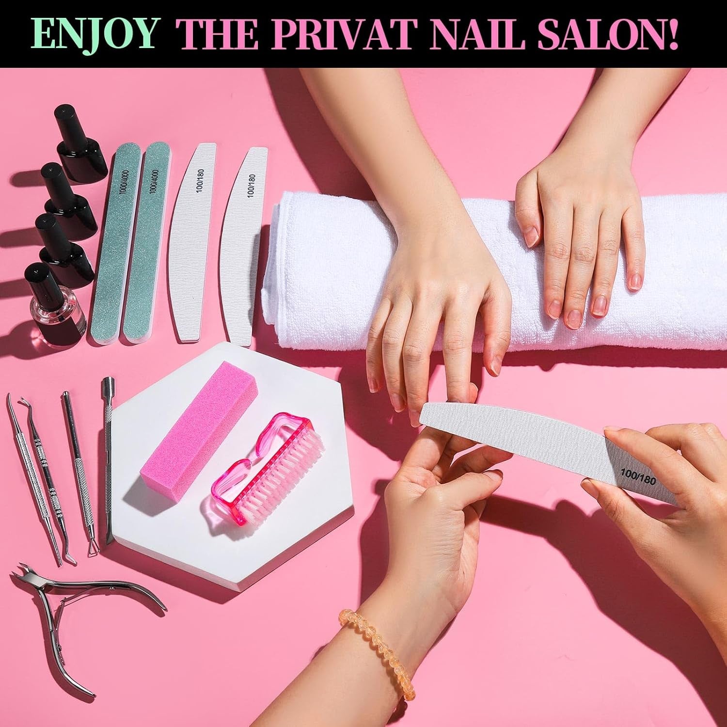 FANDAMEI Set manicure, Buffer Für Nägel, Nagelfeile 100/180, Nagelfeilen Für Gelnägel, Nagelhautschieber, Buffer Für Gelnägel, Feilen Für Gelnägel, Nagelzange, Nagelfeilen Set, Maniküre & Pedicure Set
