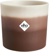 elho Vaso rotondo con sfumatura di colore 16 cm - Vasi da fiori per interni - 100% plastica riciclata - Ø 15,9 x H 14,7 - Marrone/Marrone cedro