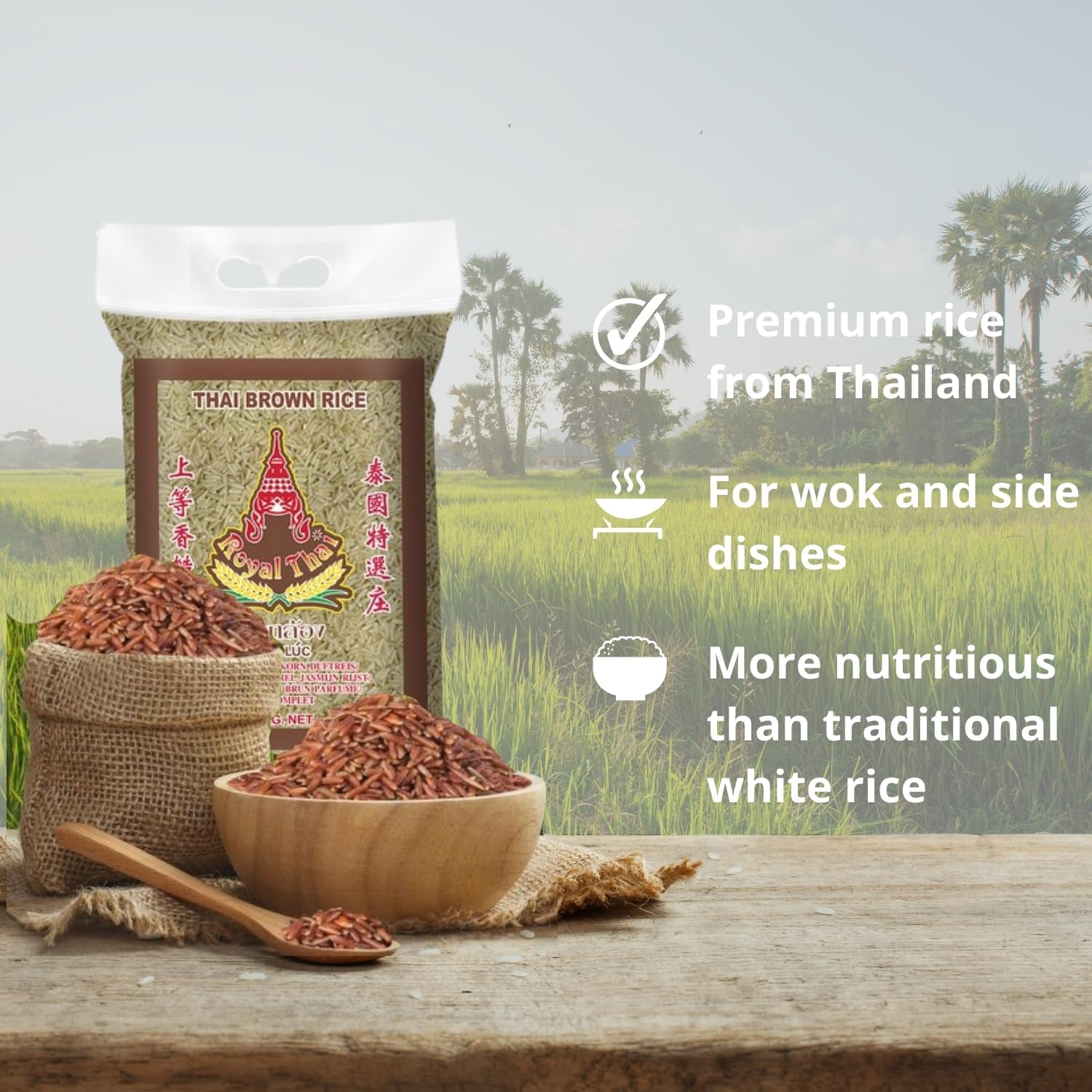 ROYAL THAI RICE - Riso integrale profumato a chicco lungo - 1 x 1 kg