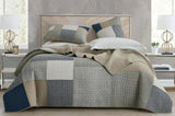 Collezione Chezmoi Addy Set trapunta patchwork Cotone prelavato Leggero Reversibile Per tutte le stagioni Oversize 3 pezzi Blu marino Bianco Grigio Talpa Trapunte e trapunte scozzesi Naty Shop