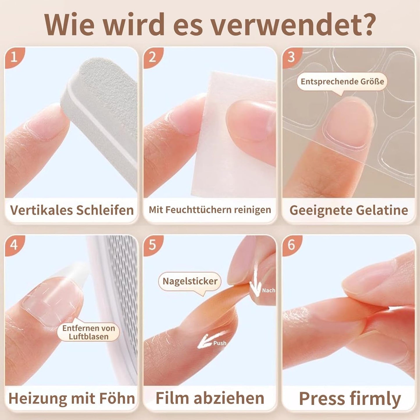 20 compresse adesive per unghie in gelatina - Cuscinetti adesivi biadesivi trasparenti e resistenti, impermeabili, riutilizzabili, stampa sulle unghie Set manicure fai da te Accessori per unghie
