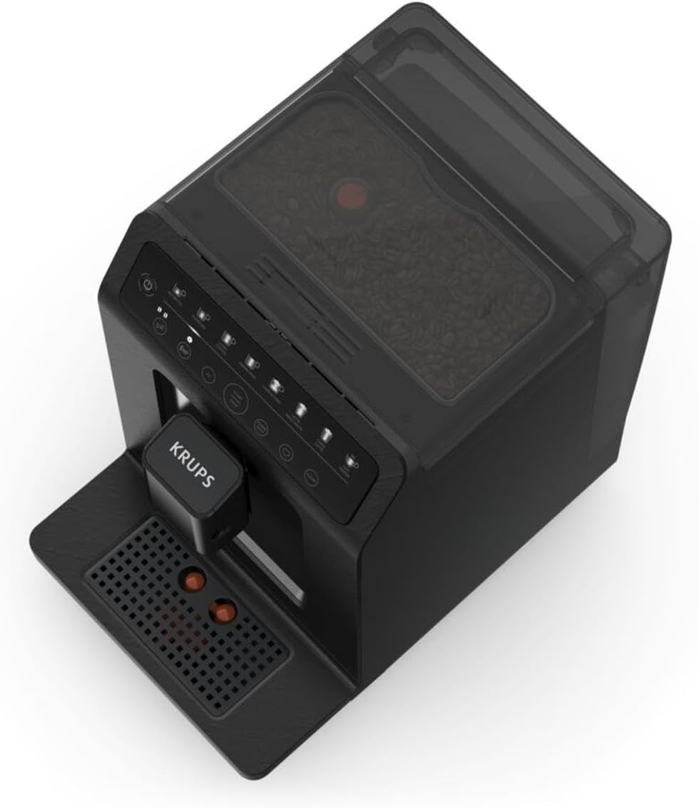 Macchina per caffè espresso automatica Krups EA897B Evidence ECOdesign, funzione automatica espresso e cappuccino, tecnologia Quattro Force, tazze per il latte one-touch, 8 preimpostazioni, sistema del latte, 1450 W