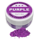 Glitter commestibili - Colorante alimentare in polvere 6G per cioccolato, fragole, muffin, torte, fondente (Viola)