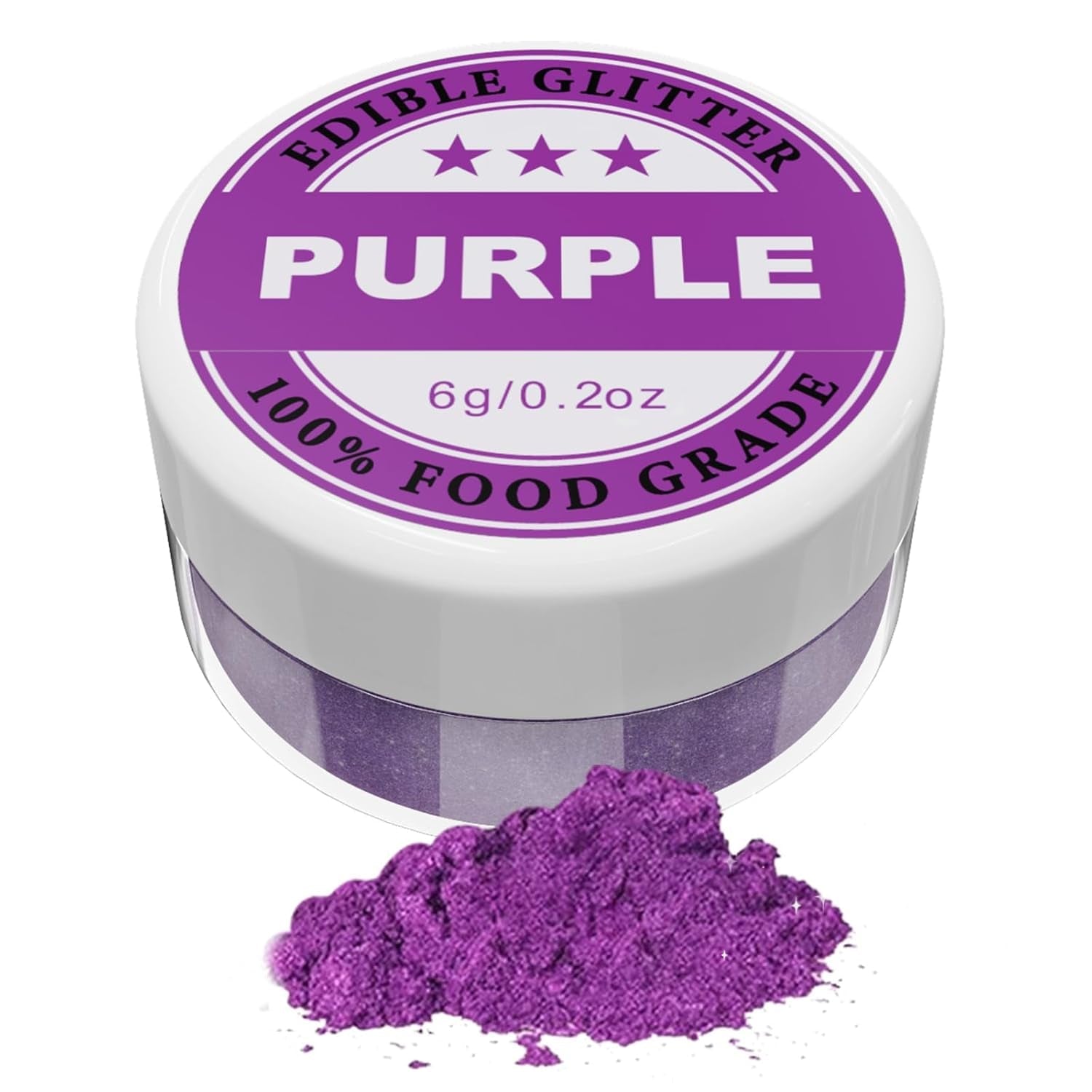 Glitter commestibili - Colorante alimentare in polvere 6G per cioccolato, fragole, muffin, torte, fondente (Viola)