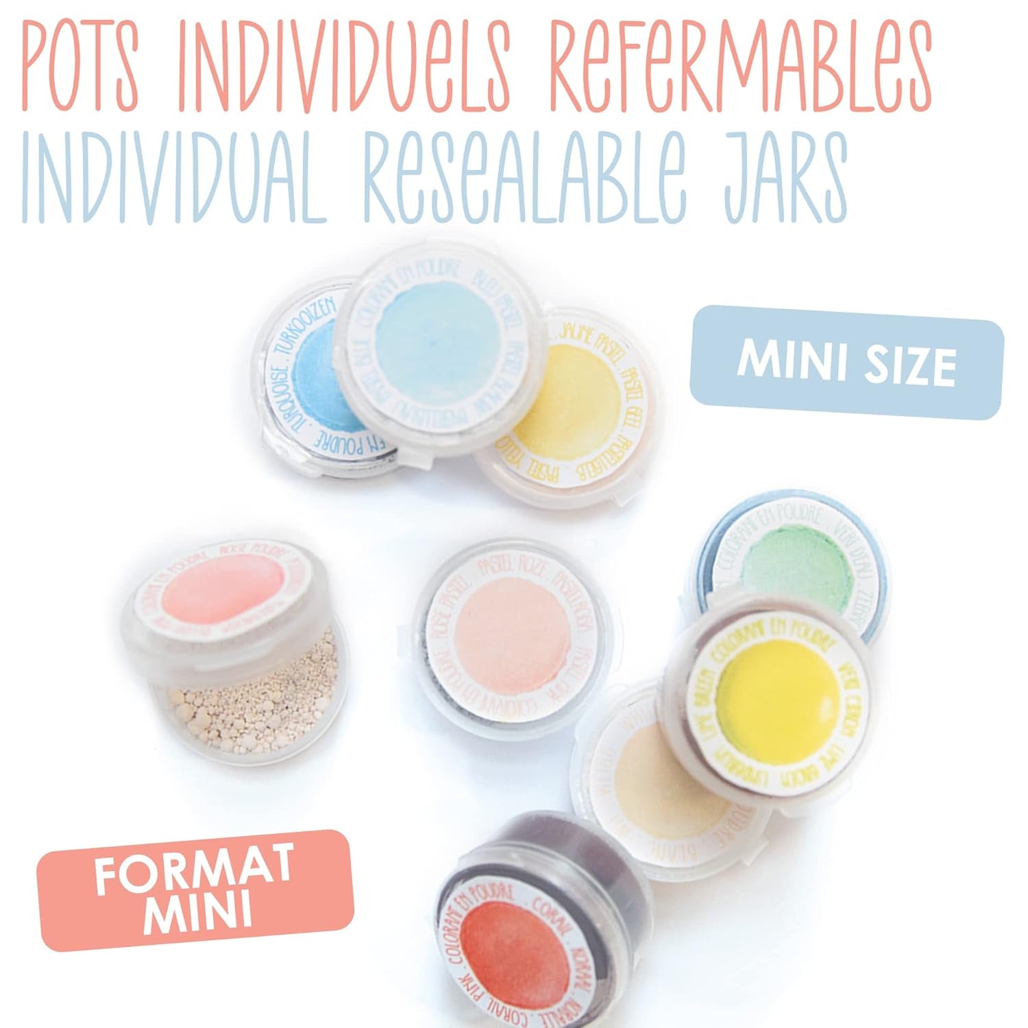 Scrapcooking - Set di 9 coloranti alimentari pastello - Blu, Giallo, Corallo, Rosa, Turchese, Verde lime, Bianco, Verde acqua, Rosa cipria - Polvere colorante commestibile per torte, muffin, macarons - 4272