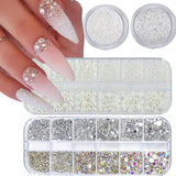 GZMAYUEN Nail Art Perle Micro Caviar Per Nägel, 0.3-3Mm Goldene Silber Mini Caviar Strasssteine, Weiß Beige Mini Nägel Perle Mikroperlen Dekor Per Nägel