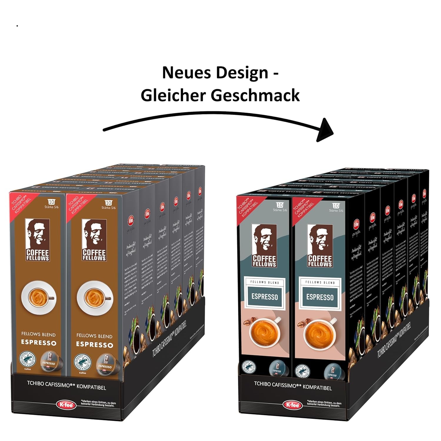 Capsule Coffee Fellows Blend Espresso, compatibili con K-fee, EXPRESSI & Tchibo Cafissimo*, schokoladig-fruchtige Aroman, 120 Kaffeekapseln