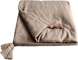 Coperta Enjoy Home, Beige, Naturale, Con 4 Pompon In Iuta, 90 X 190 Cm, 100% Cotone, Certificato Oeko-Tex, Collezione Panama Trapunte e Piumini Naty Shop Titolo predefinito