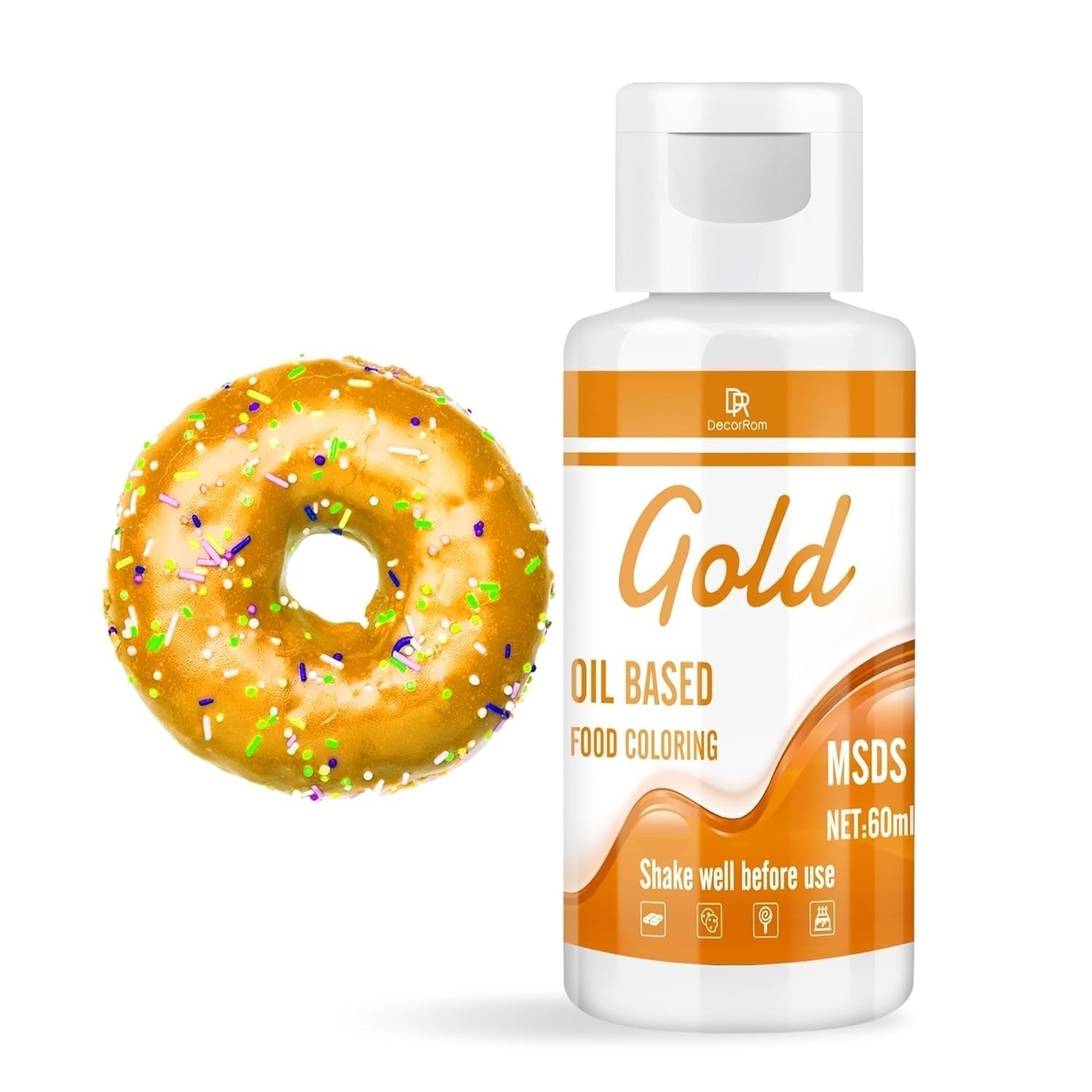 Miscela di colori dolci per cioccolato - 60 ml di polvere di olio per fondente, decorazioni per torte, torte - colorante alimentare fluido per burro di kakao, crema al burro, torta (nero) Naty Shop Gold