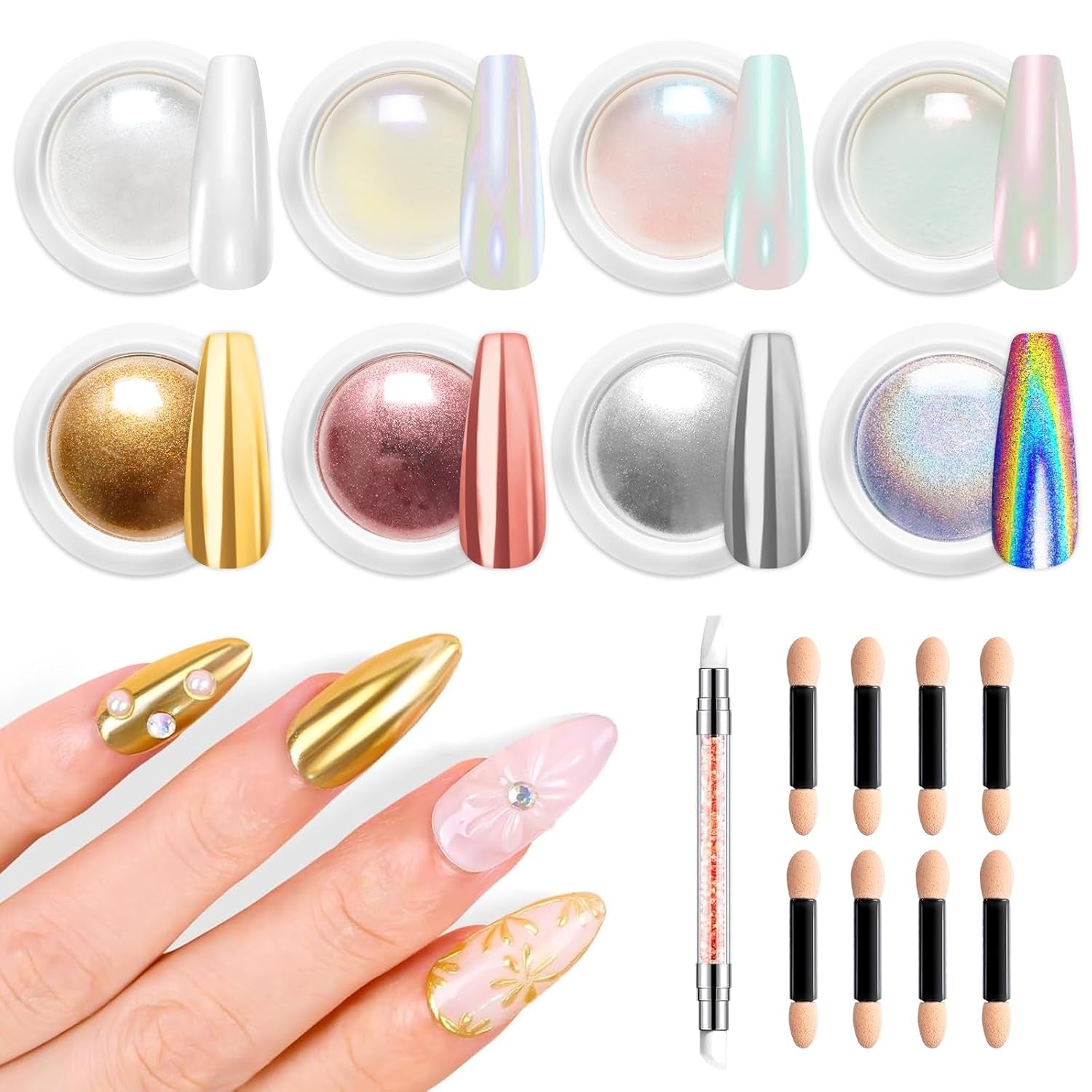 BISHENGYF Polvere per unghie cromata argento – Metal Holo Chromfarbener Nagelpuder, 1G Cromepulver Nägel Glitzer Glänzende Silver Nagelpulver Spiegeleffekt Pigment Nagelkunst, Diy-Design-Dekor Frauen Geschenk