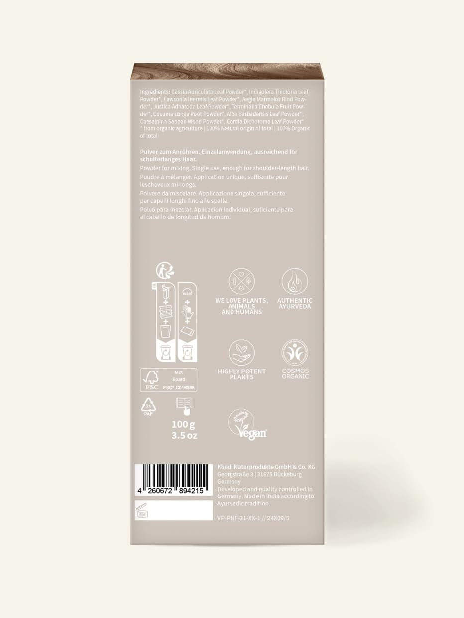 Tintura vegetale per capelli BERLINO BLOND khadi - tinge i capelli in una fresca tonalità grigio-biondo - tintura naturale per capelli 100% vegetale, naturale e vegana - 100g Tinta per capelli Naty Shop