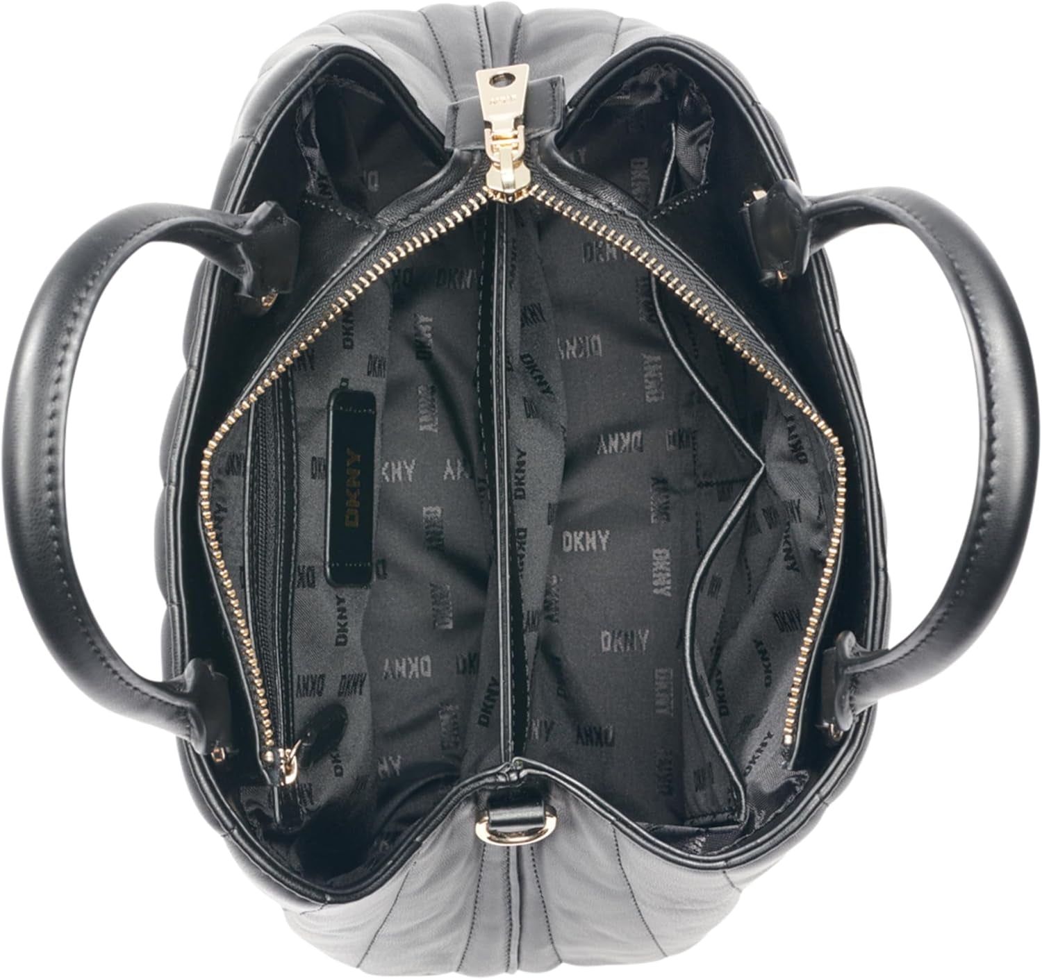 DKNY Chain Lexington Park Borsa a catena con logo media, Nero / Oro, Taglia unica Borse Naty Shop da donna