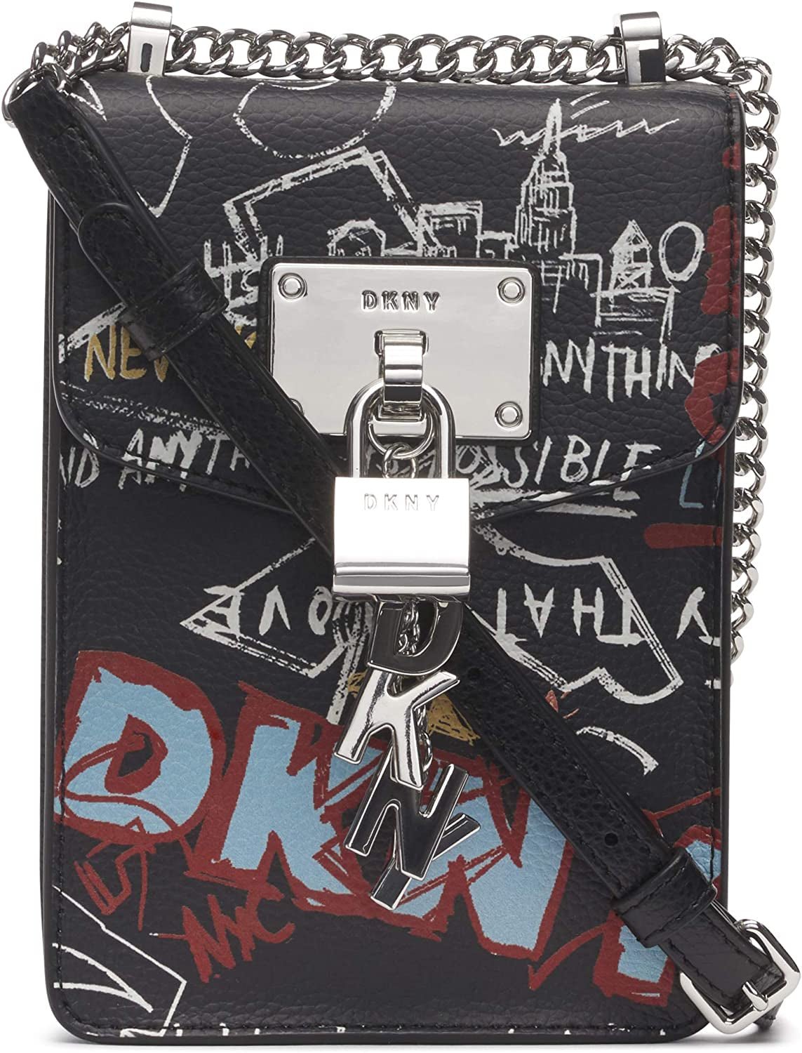 DKNY Borsa a tracolla Elissa N/S Borse Donna Naty Shop Elissa Graffiti/Silver Elissa, Piccola, Nera Taglia unica