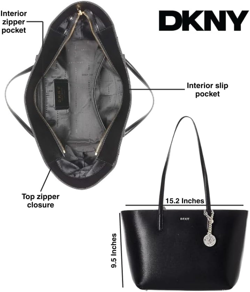 Borsa tote media in pelle Bryant DKNY da donna, Borsa tote nera / oro Naty Shop