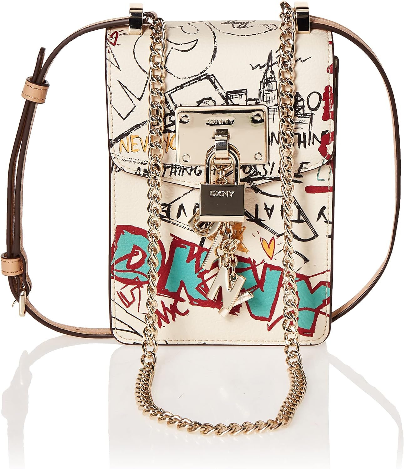 Borsa a tracolla DKNY Elissa N/S Phone Cr da donna, taglia unica Borse da donna Naty Shop Bianco