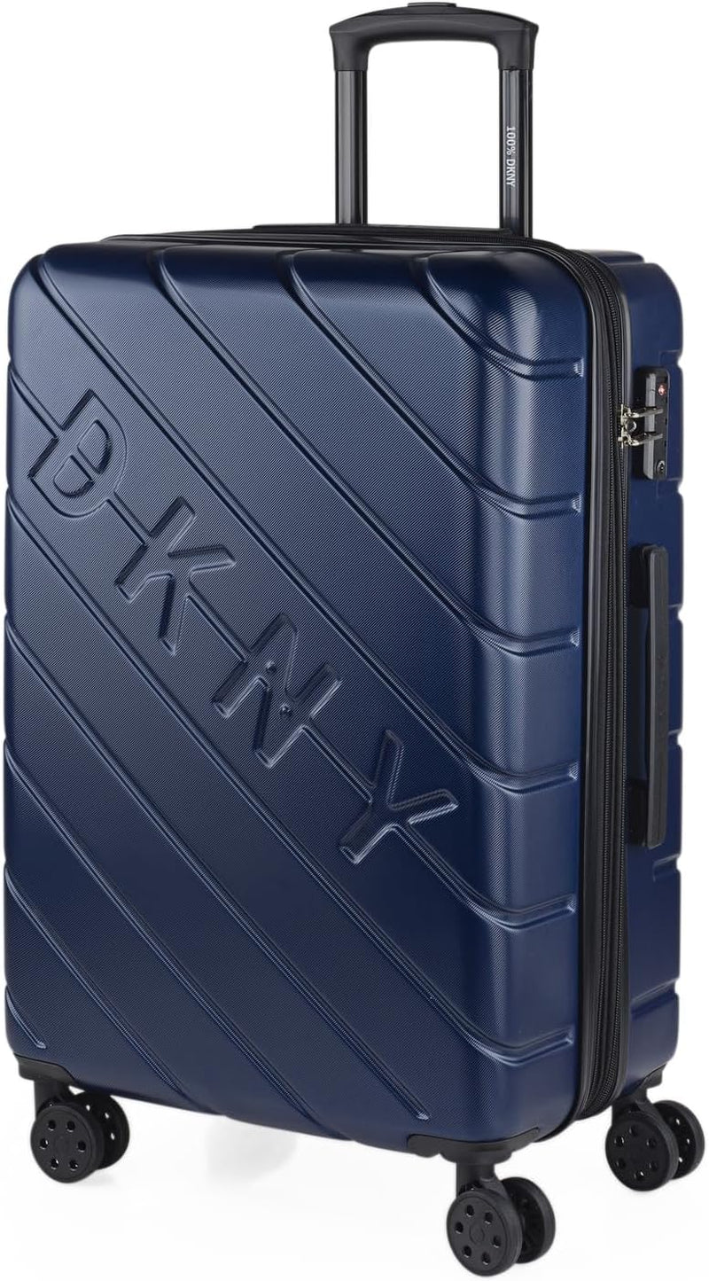 DKNY - Valigia grande a 4 ruote Valigia grande leggera - Valigia da viaggio grande con ruote. Valigia grande da viaggio per aereo Valigia rigida con chiusura certificata - Valigia grande per trolley Argento Bagagli e attrezzatura da viaggio Naty Shop Blu Navy M