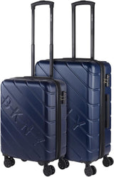 DKNY - Valigia grande a 4 ruote Valigia grande leggera - Valigia da viaggio grande con ruote. Valigia grande da viaggio per aereo Valigia rigida con chiusura certificata - Valigia grande per trolley Argento Bagagli e attrezzatura da viaggio Naty Shop Blu navy S + M