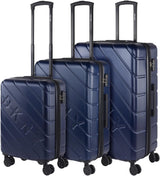 DKNY - Valigia grande a 4 ruote Valigia grande leggera - Valigia da viaggio grande con ruote. Valigia grande da viaggio per aereo Valigia rigida con chiusura certificata - Valigia grande per trolley Argento Naty Shop Bagagli e attrezzatura da viaggio Blu navy S + M + L