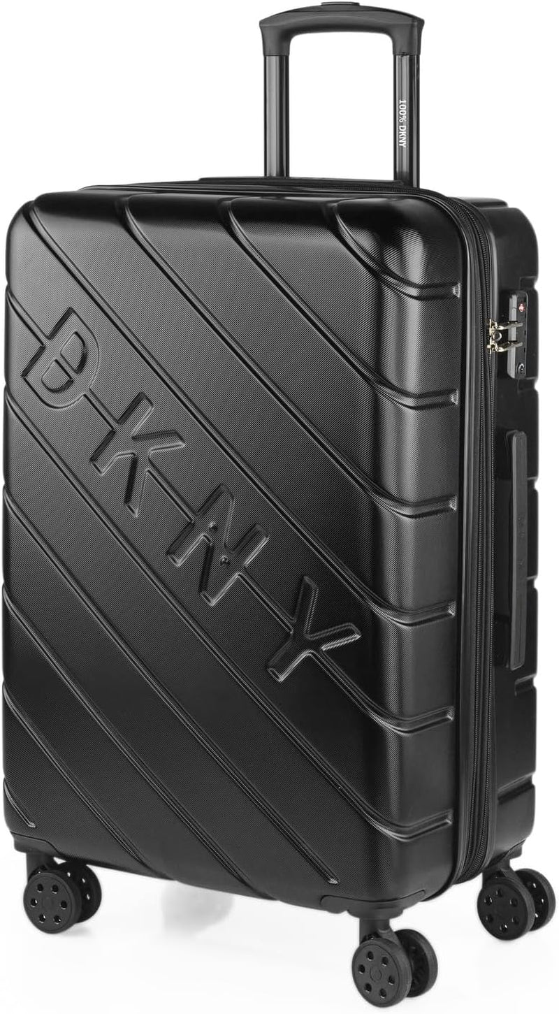 DKNY - Valigia grande a 4 ruote Valigia grande leggera - Valigia da viaggio grande con ruote. Valigia Grande da Viaggio per Aereo Valigia Rigida con Chiusura Certificata - Valigia Troller Grande Argento Bagagli e Attrezzatura da Viaggio Naty Shop Nero M