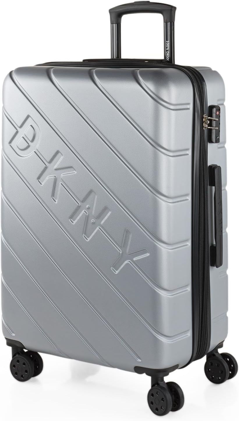 DKNY - Valigia grande a 4 ruote Valigia grande leggera - Valigia da viaggio grande con ruote. Valigia grande da viaggio per aereo Valigia rigida con chiusura certificata - Valigia grande per troller Argento Naty Shop Bagagli e attrezzatura da viaggio Argento M