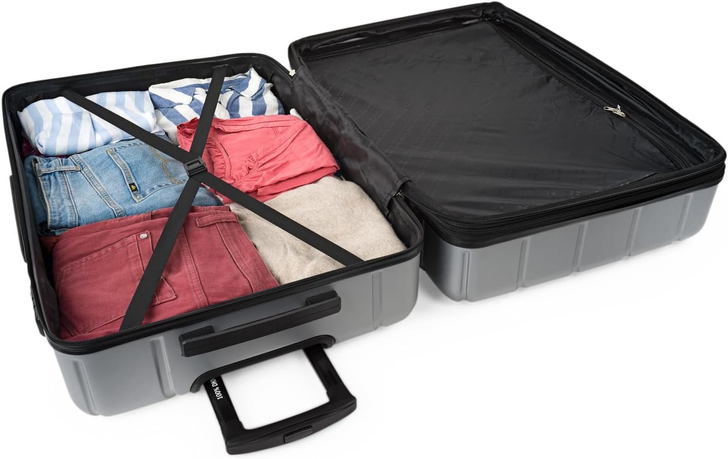 DKNY - Valigia grande a 4 ruote Valigia grande leggera - Valigia da viaggio grande con ruote. Valigia grande da viaggio per aereo Valigia rigida con chiusura certificata - Valigia grande per trolley Argento Bagagli e attrezzatura da viaggio Naty Shop