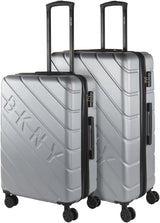 DKNY - Valigia grande a 4 ruote Valigia grande leggera - Valigia da viaggio grande con ruote. Valigia grande da viaggio per aereo Valigia rigida con chiusura certificata - Valigia grande per trolley Argento Bagagli e attrezzatura da viaggio Naty Shop Argento M + L
