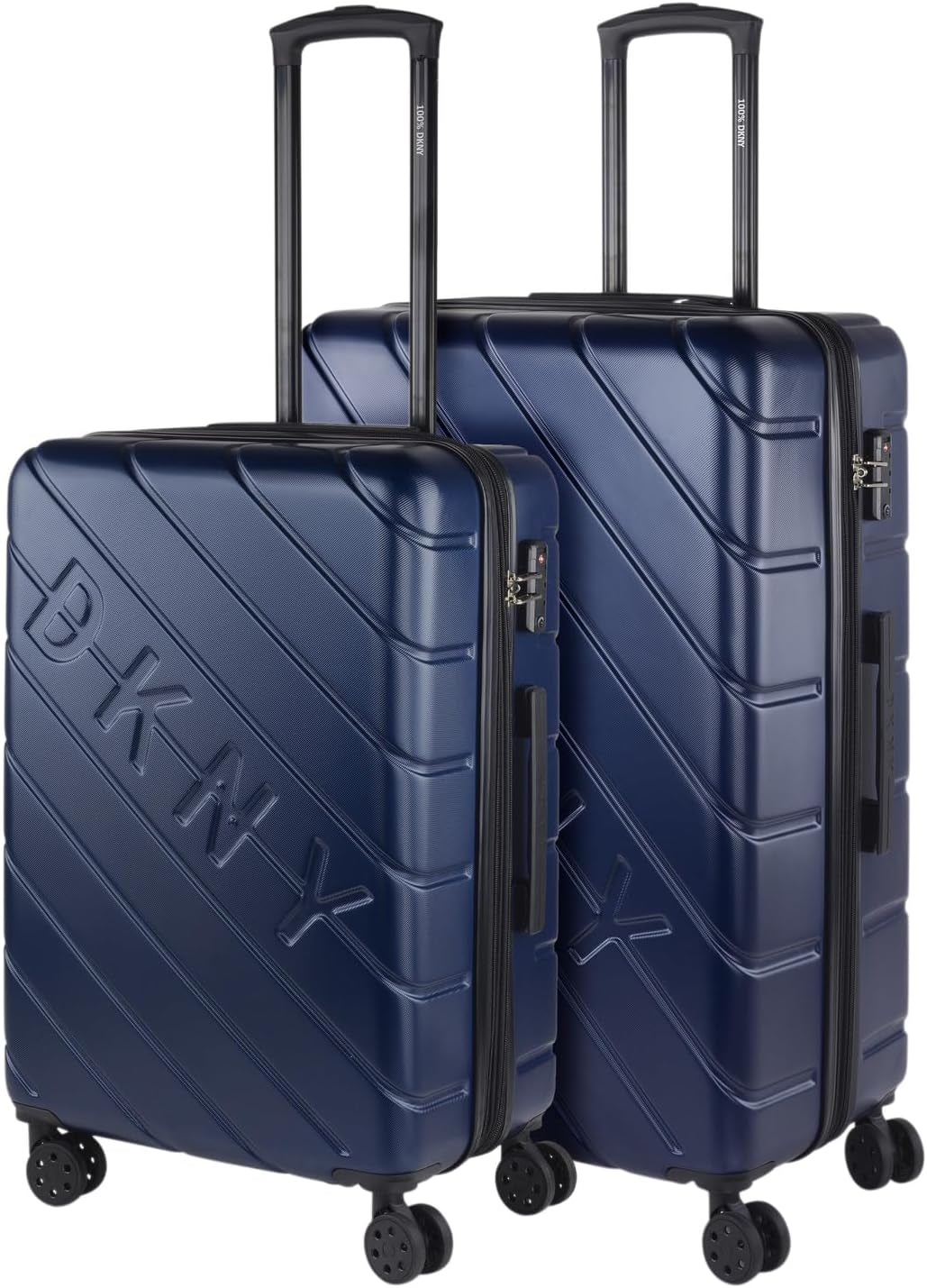 DKNY - Valigia grande a 4 ruote Valigia grande leggera - Valigia da viaggio grande con ruote. Valigia grande da viaggio per aereo Valigia rigida con chiusura certificata - Valigia grande per troller Argento Naty Shop Bagagli e attrezzatura da viaggio Blu navy M + L