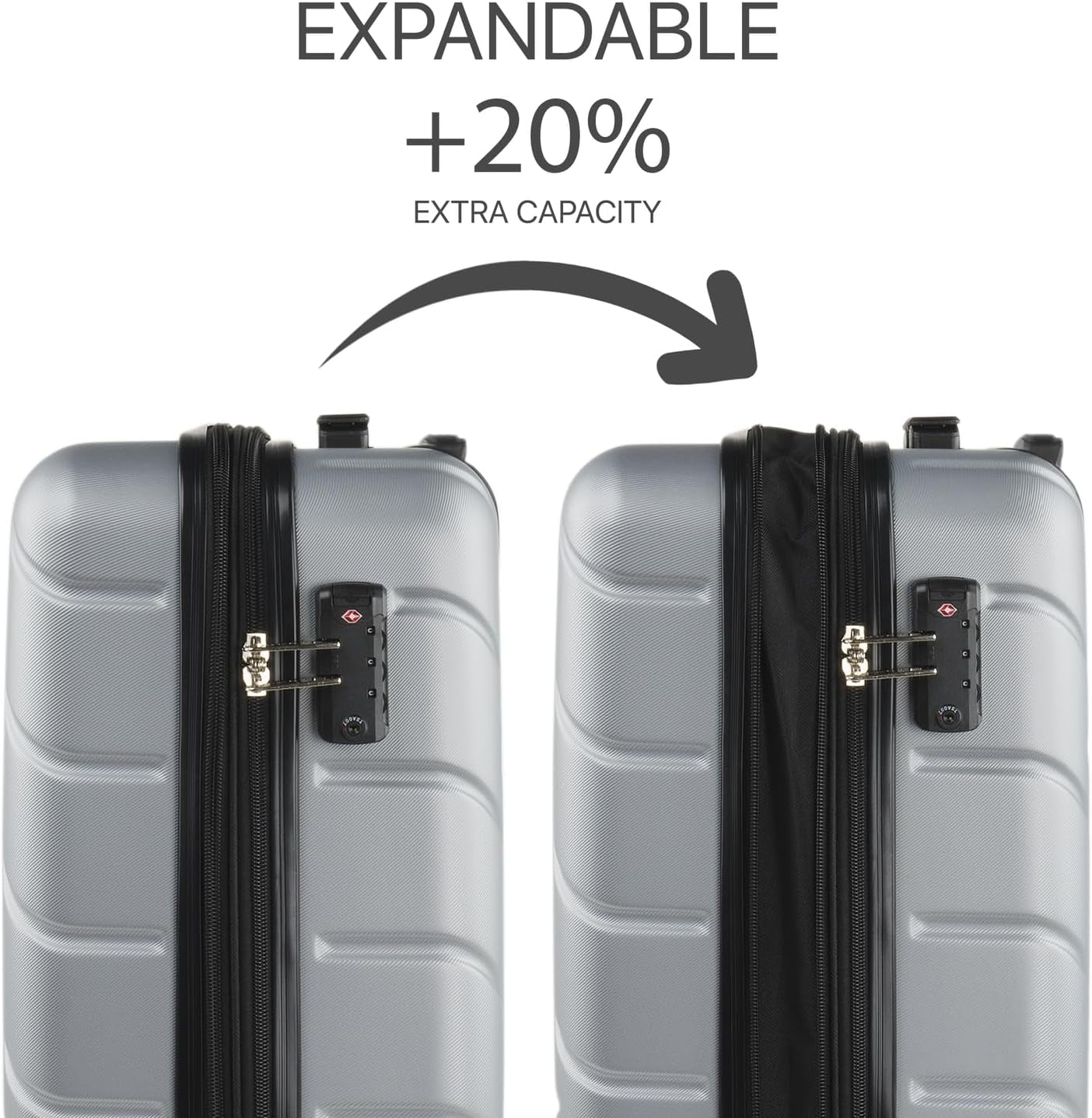 DKNY - Valigia grande a 4 ruote Valigia grande leggera - Valigia da viaggio grande con ruote. Valigia grande da viaggio per aereo Valigia rigida con chiusura certificata - Valigia grande per trolley Argento Bagagli e attrezzatura da viaggio Naty Shop