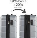DKNY - Valigia grande a 4 ruote Valigia grande leggera - Valigia da viaggio grande con ruote. Valigia grande da viaggio per aereo Valigia rigida con chiusura certificata - Valigia grande per trolley Argento Bagagli e attrezzatura da viaggio Naty Shop