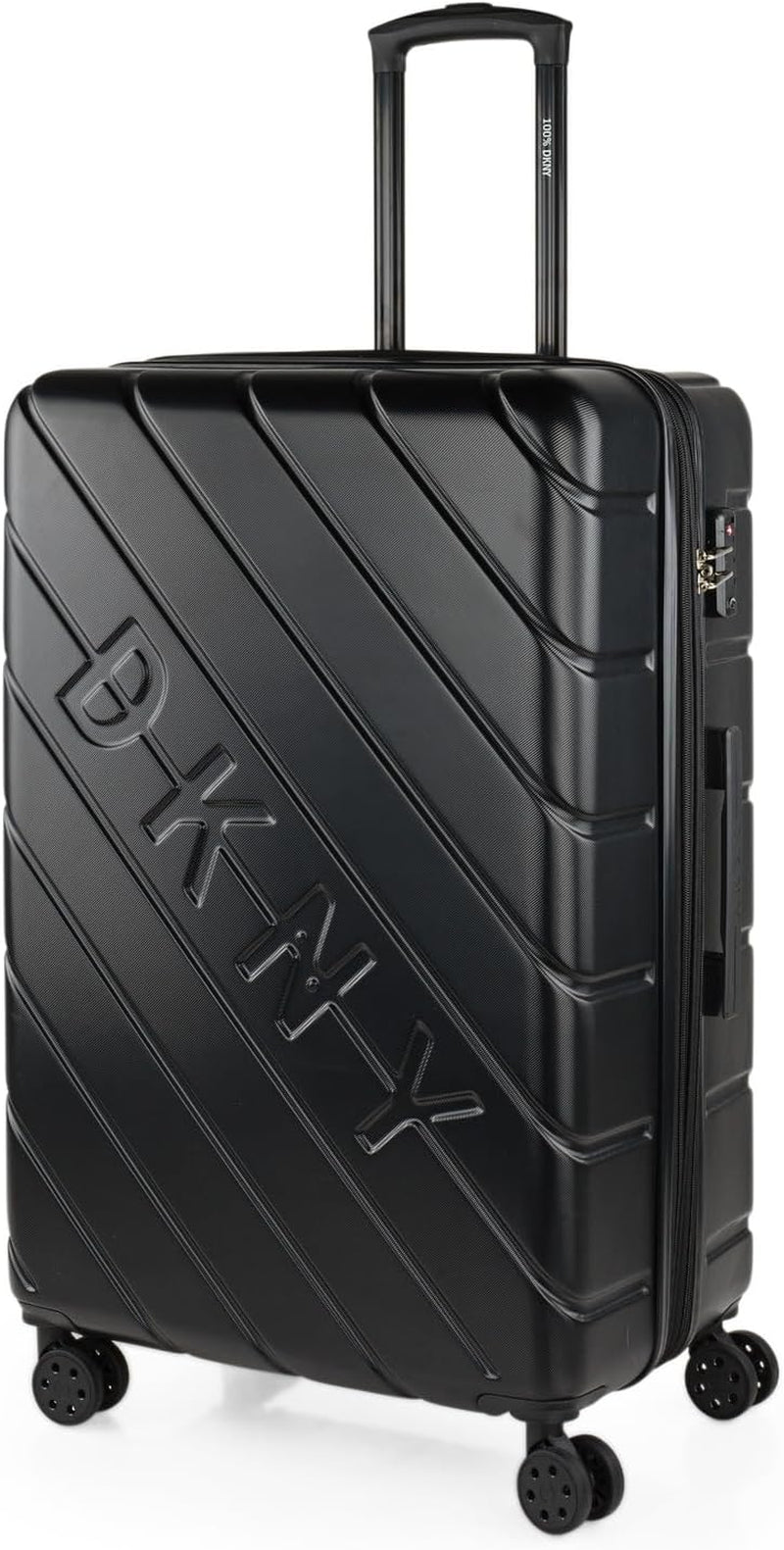 DKNY - Valigia grande a 4 ruote Valigia grande leggera - Valigia da viaggio grande con ruote. Valigia grande da viaggio per aereo Valigia rigida con chiusura certificata - Valigia grande per troller Argento Naty Shop Bagagli e attrezzatura da viaggio Nero L