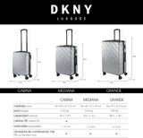 DKNY - Valigia grande a 4 ruote Valigia grande leggera - Valigia da viaggio grande con ruote. Valigia grande da viaggio per aereo Valigia rigida con chiusura certificata - Valigia grande per trolley Argento Bagagli e attrezzatura da viaggio Naty Shop