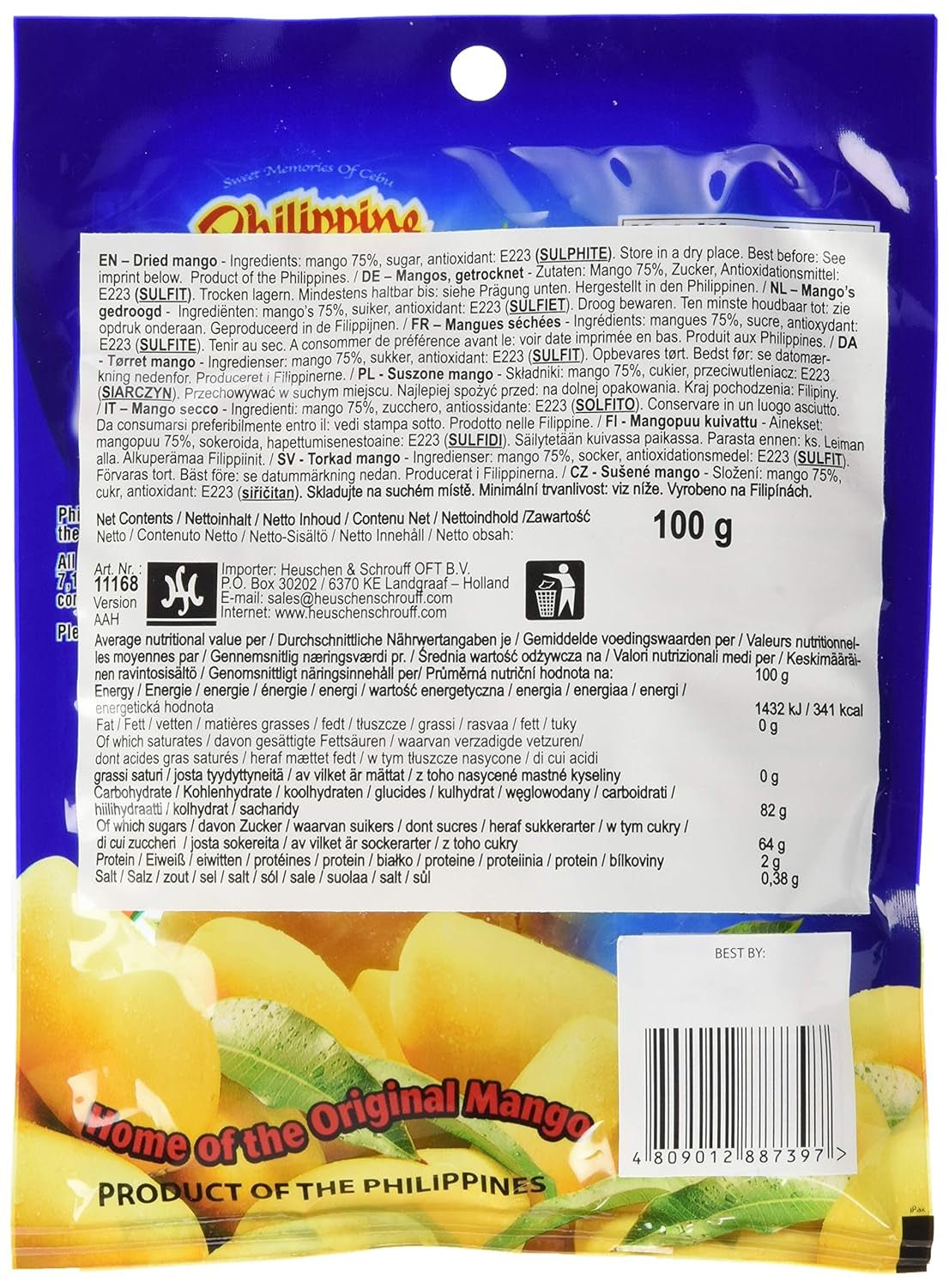 Caramelle al mango essiccato, 1 confezione (1 x 100 g) di prodotti disidratati Naty Shop