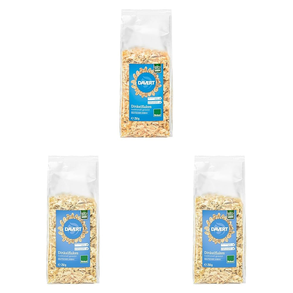 Davert Fiocchi di farro biologico 250 g - Senza zuccheri o sale aggiunti, leggermente aromatizzati e meravigliosamente croccanti - 100% qualità biologica Davert (1 x 250 g)