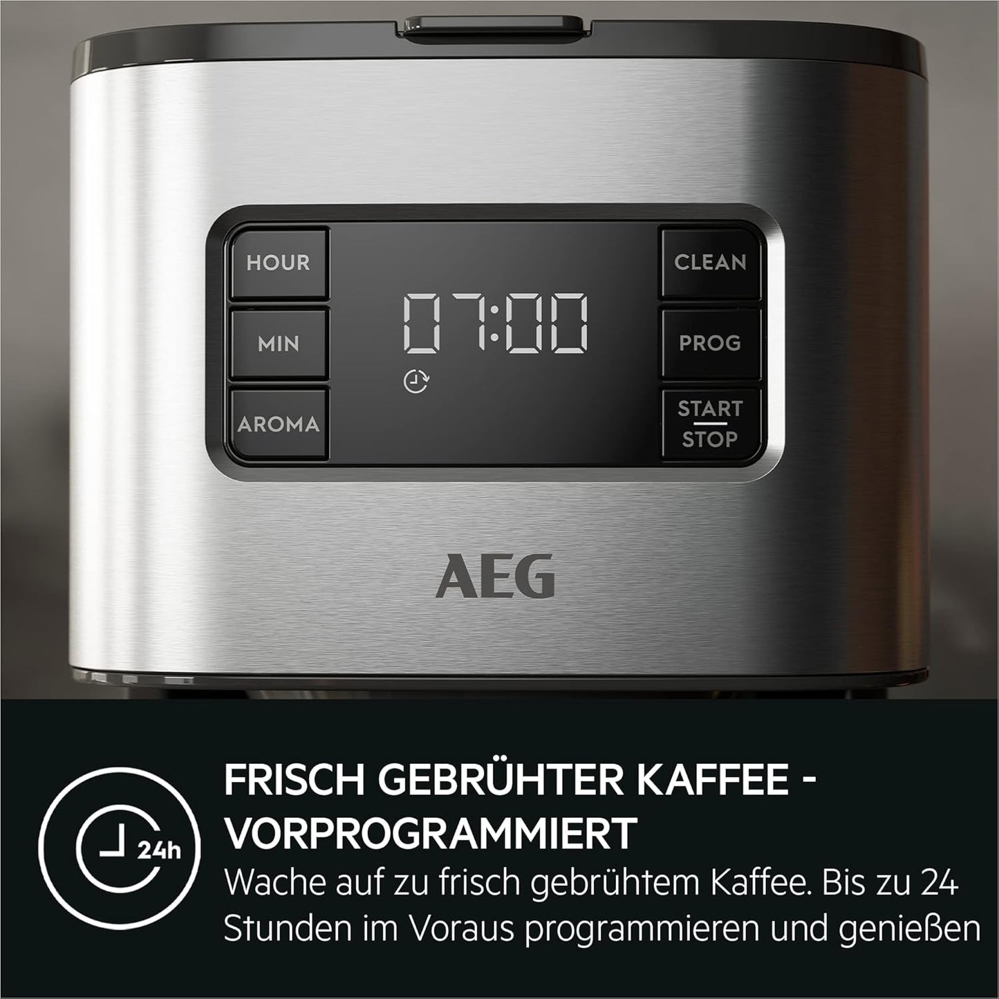 Macchina per caffè espresso AEG Deli 5, 1,5 l, timer programmabile, funzione di mantenimento in caldo, arresto di sicurezza, indicatore del livello dell'acqua, dosaggio ottimale, funzione antigoccia, acciaio inossidabile, CM5-1-6ST