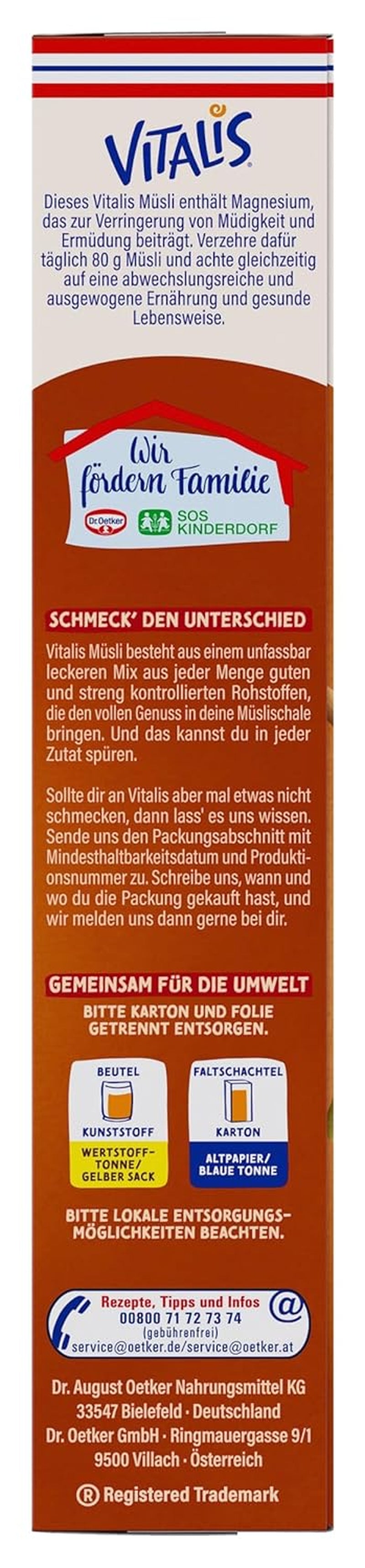 Dr. Oetker Vitalis Muesli Tostato con Mirtilli Rossi e Semi di Zucca: Muesli Tostato con Mirtilli Rossi Secchi, Confezione da 8 (8 x 501g)