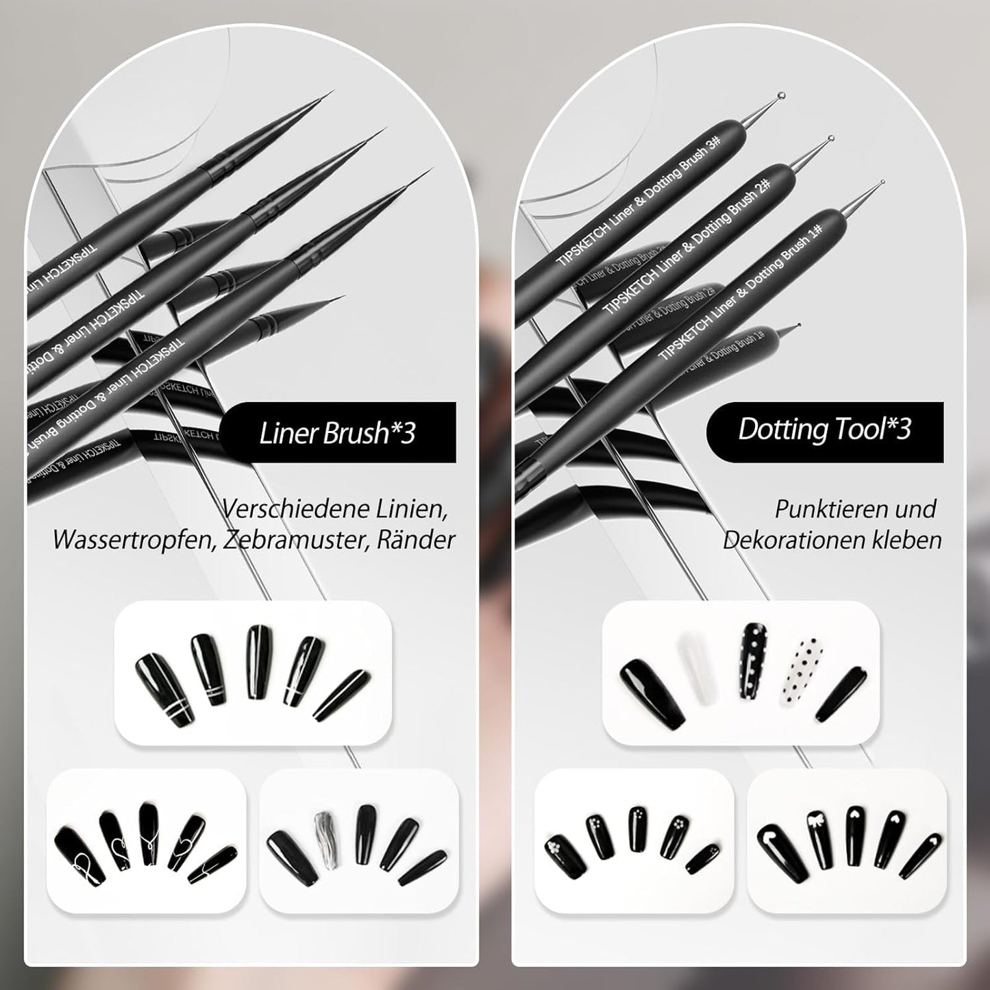 Nagel Pinsel 8 pezzi Pinsel per gel, Nageldesign Gel Pinsel Dotting Painting Line Pen per Nagelack Gel Acryl Nagel Pinsel Nailart Kit Acryl Pinsel Fineliner Nägel Selber Machen
