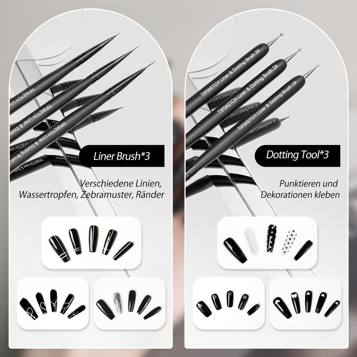 Nagel Pinsel 8 pezzi Pinsel per gel, Nageldesign Gel Pinsel Dotting Painting Line Pen per Nagelack Gel Acryl Nagel Pinsel Nailart Kit Acryl Pinsel Fineliner Nägel Selber Machen