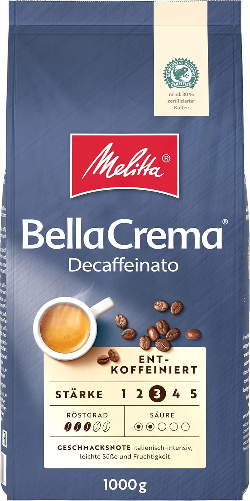 Melitta BellaCrema La Crema caffè in grani 1kg e BellaCrema Decaffeinato caffè decaffeinato in grani 1kg