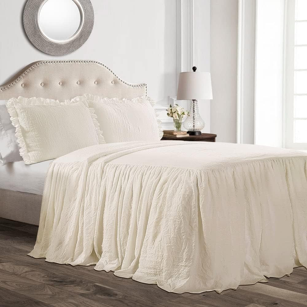 Copriletto Lush Decor con gonna a balze, poliestere, bianco, matrimoniale Letti e coperte Lush Decor