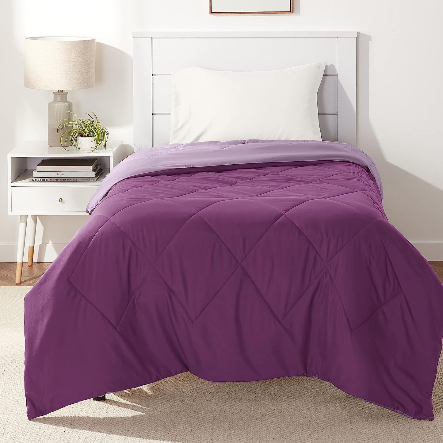 Copripiumino Amazon Basics in microfibra, utilizzabile su entrambi i lati, 220 X 240 Cm, grigio/nero Piumini e trapunte Naty Shop Prugna/viola 160X229 Cm