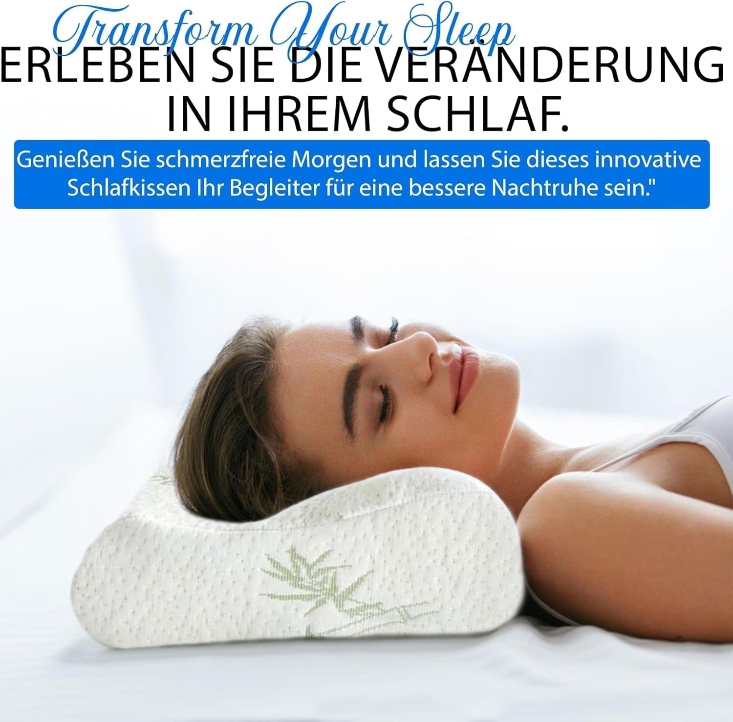 Cuscino ortopedico per supporto collo in memory foam - Cuscino ergonomico, cuscino antirussamento per chi dorme sul fianco, sulla pancia e sulla schiena, cuscino, 60 cm x 40 cm x 12 cm Cuscini ortopedici cervicali Naty Shop