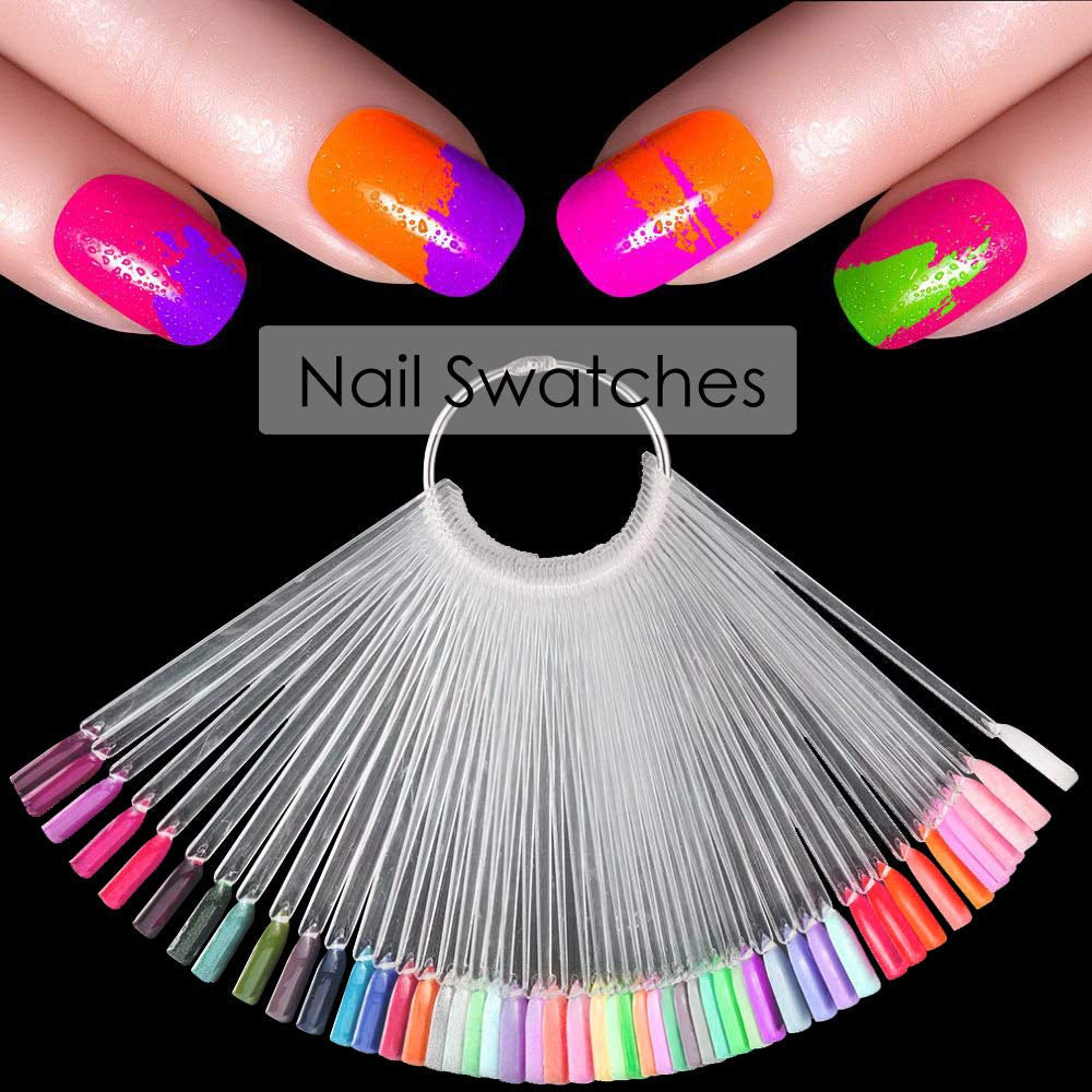 150 Pezzi Nail Art Tips Anello Stick, Trasparente Farbe Karte Platten Nagelleck Display Anello Stick, Nagel Salon Übungen Display Nail Tips