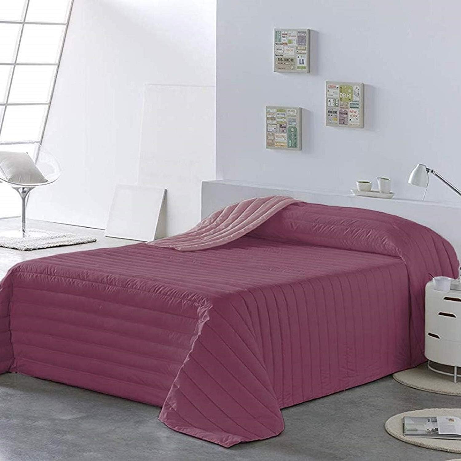 PETTI Artigiani Italiani - Copriletto singolo, copriletto double face, copripiumino primaverile, blu notte, bianco, 100% Made in Italy Naty Shop Piumini e Trapunte Fucsia Misura letto 100 (170 X260 Cm)