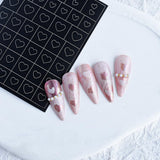 6 Fogli Modello Aerografo Adesivi per Unghie, Farfalla Fiamma Stelle Cuore Stelle Adesivi per Unghie Stampa Stencil Strumento Nail Art Adesivi Autoadesivi per Donne Nail Art Design Adesivi