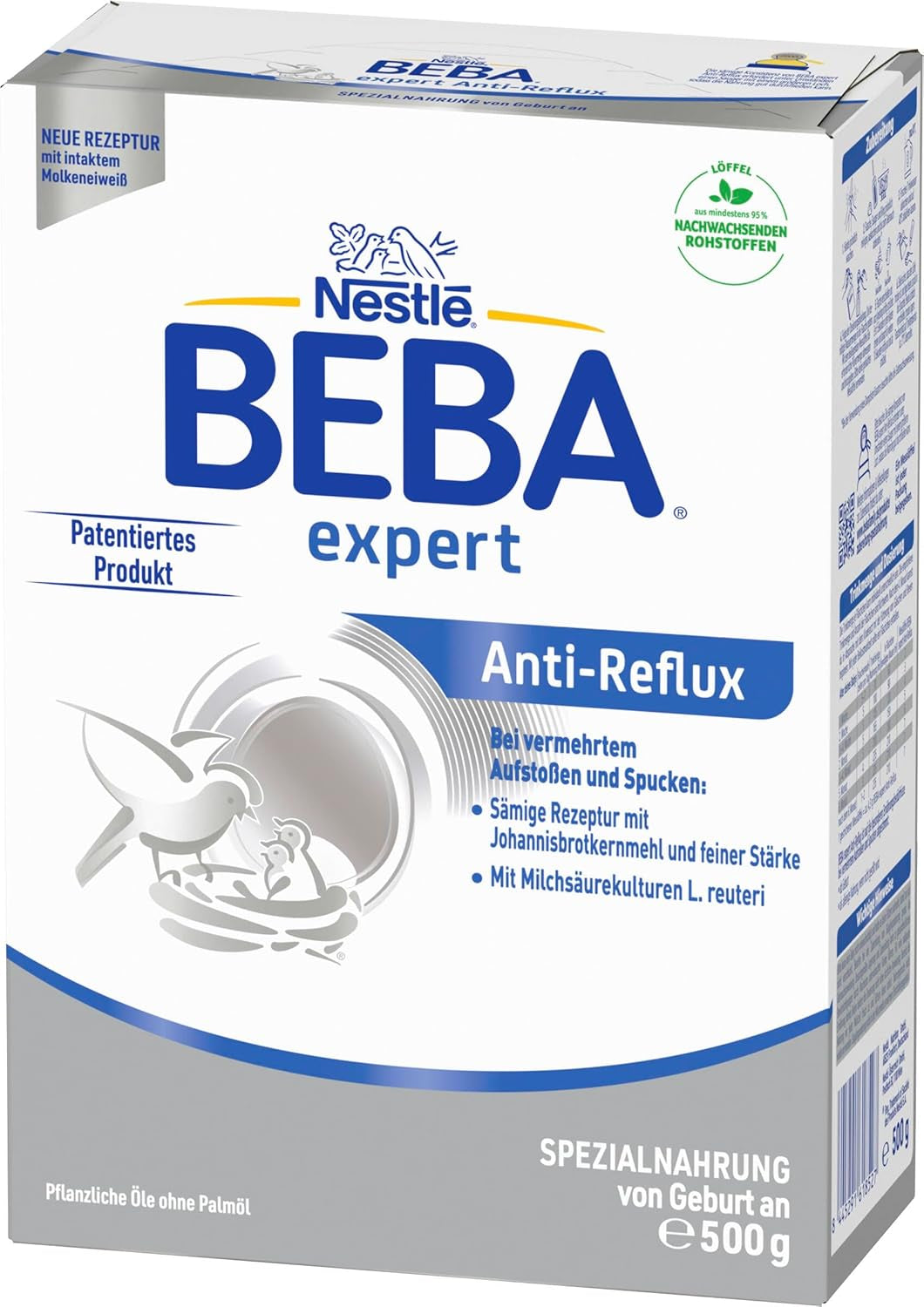 BEBA expert Anti-Reflusso - AR Formula speciale dalla nascita, per aumento di eruttazione e vomito, alimenti per l'infanzia, latte in polvere per bambini, 1 confezione (1 x 500 g)