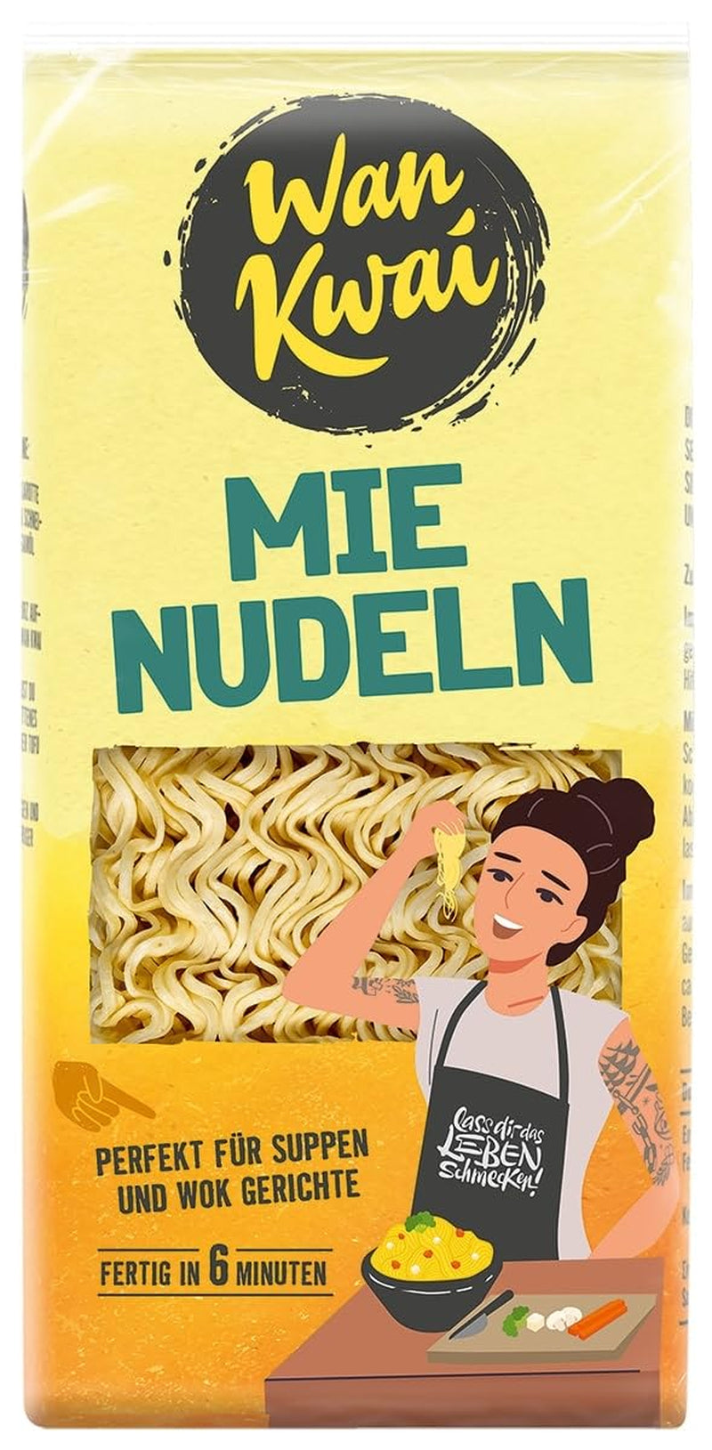 Wan Kwai Mie Noodles 250g: versatili nelle zuppe e nei piatti wok, preparati velocemente in 6 minuti, scopri il gusto della cucina asiatica e beneficia di ingredienti di alta qualità.