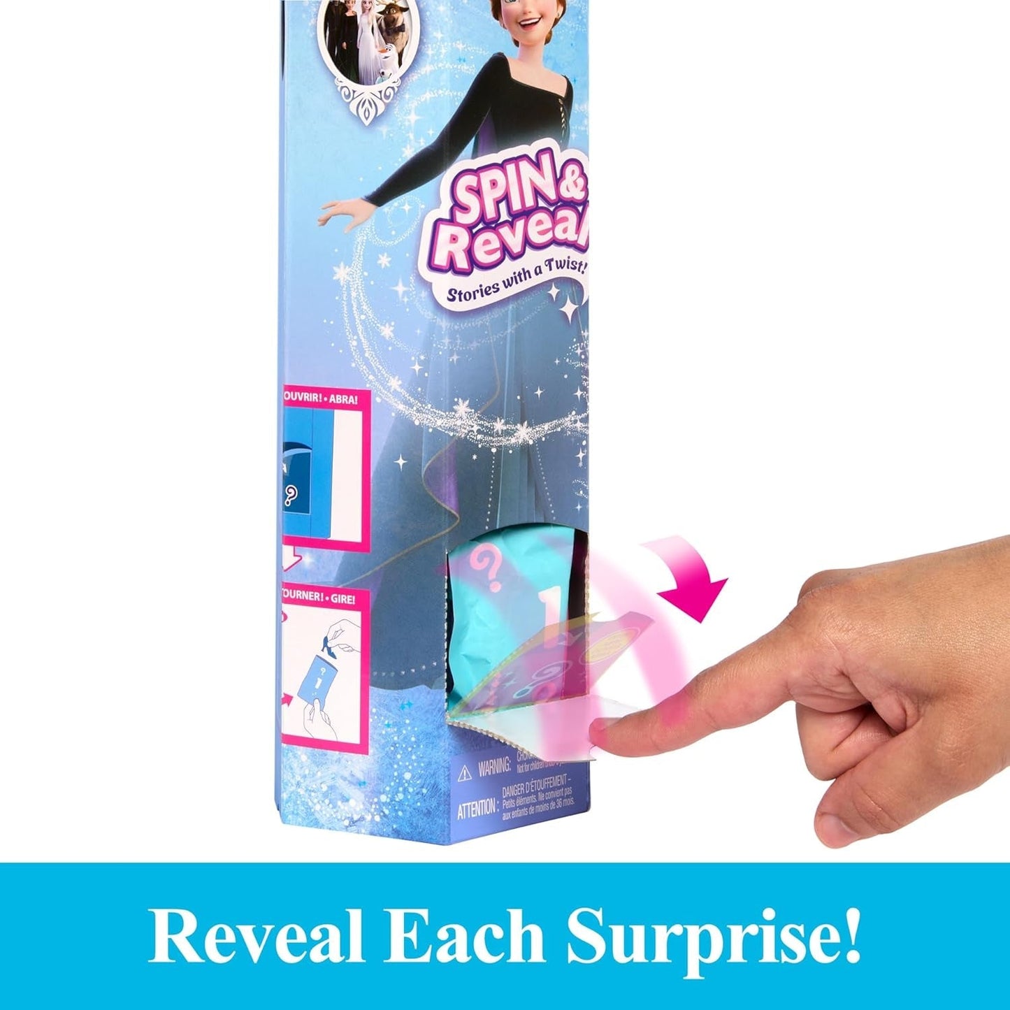 Mattel Disney The Ice Queen Anna Fashion Doll Set, Spin & Reveal con 11 sorprese, inclusi 5 accessori, 5 adesivi e una scena di gioco, ispirata al film Disney, HXD27 Naty Shop Dolls