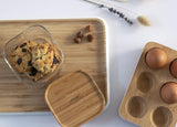 Set 3 contenitori quadrati in vetro con coperchio in bambù-800ml, vetro borosilicato, bambù, silicone, naturale, 11 x 11 x 11 cm Scatole per alimenti Naty Shop