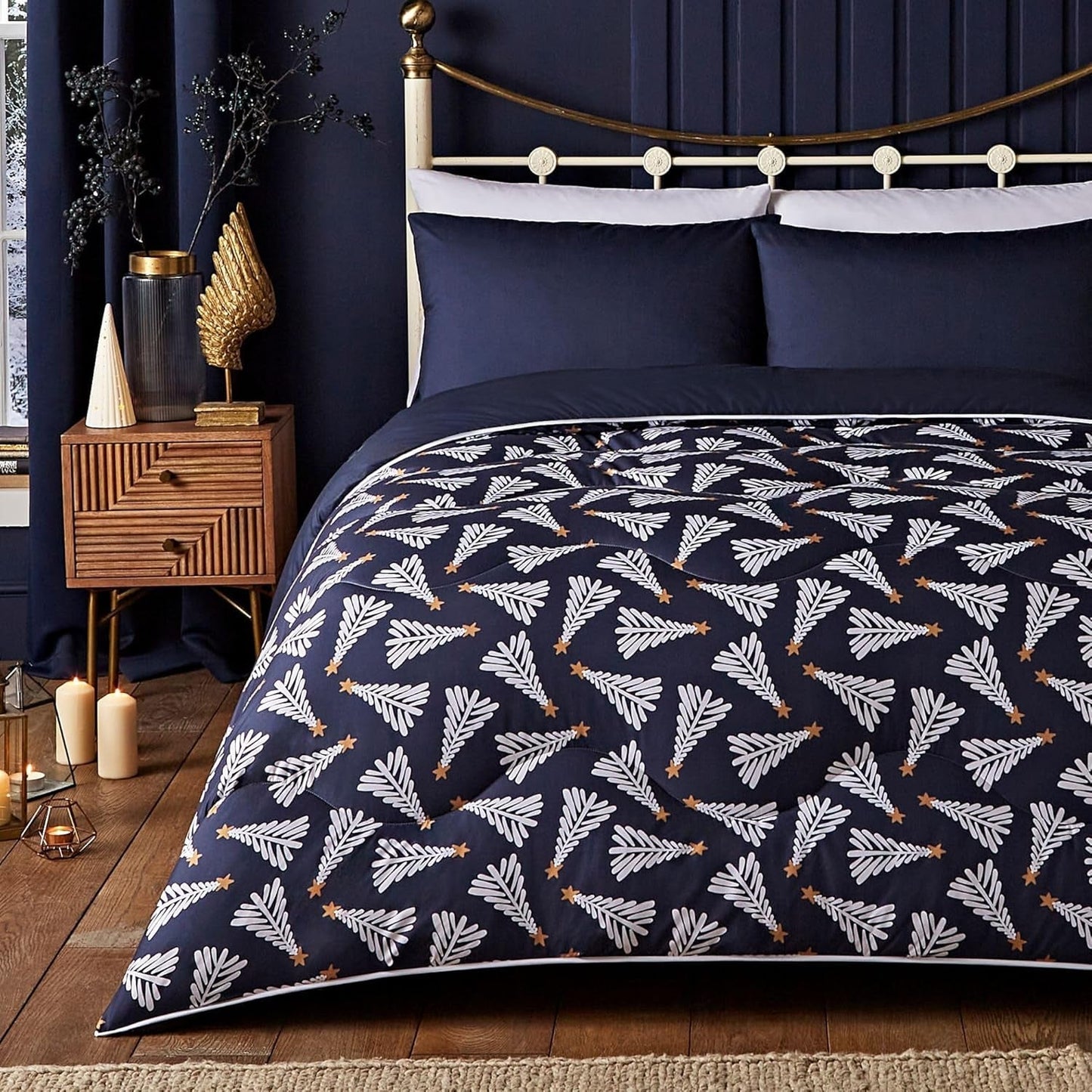 Night Lark accogliente coperta in pile Sherpa, classico tartan rosso, 9 Tog, lussuosa, soffice, spessa e reversibile, perfetta per divano, letto, divano. Ipoallergenico, lavabile in lavatrice, Dimensioni: Notte Lark Letti e Coperte Festive Trees King Size