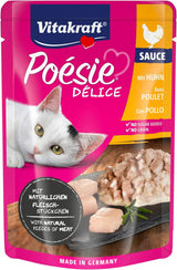 Vitakraft Poésie Délice, Nassfutter Katze, Katzennassfutter in salsa, con pollo, Vorratspackung, ohne Zusatz von Zucker und Getreide (23x 85g)